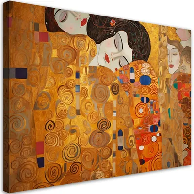 Produktbild von Leinwandbild Schöne Frauen Abstraktion - G. Klimt 100x70 Feeby Gold bild für die wand bereit zum aufhängen