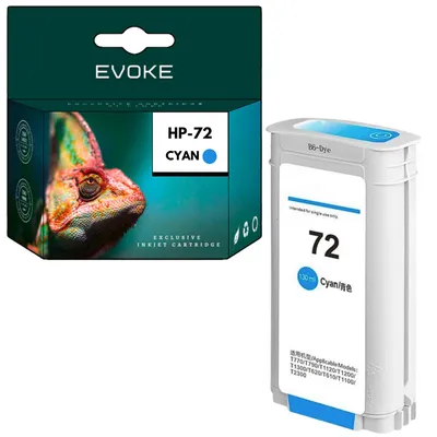 Productafbeelding van Compatibele cartridges voor de HP-printer 72 C9371A, cyaan, 130 ml, compatibel met DesignJet T1100, T1120, T1300, T610 en T770