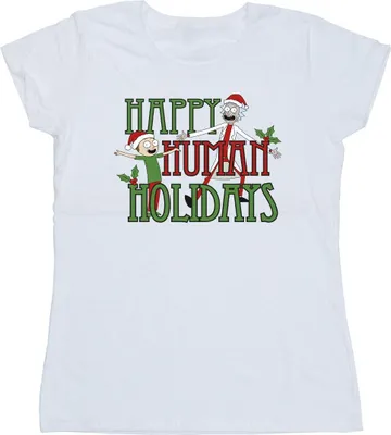 Obrázek produktu pro Rick And Morty - "Happy Human Holidays" dámské tričko BI38031 (L) (Bílá)