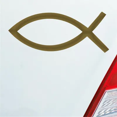 Produktbild von Auto Aufkleber Kirche Church Fische Symbol Jesus Gott 15x6 cm Gold Sticker Heckscheibenaufkleber