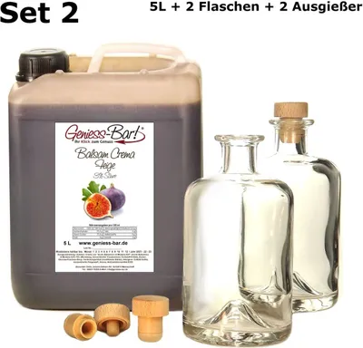 Produktbild von Balsamico Creme Feige 5L + 2 Flaschen & Ausgießer 3%Säure Mit original Crema di Aceto Balsamico di Modena IGP