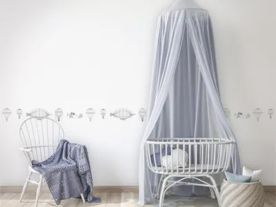 Produktbild von Wandbordüre für das Kinderzimmer LUFTSCHIFF Weiß