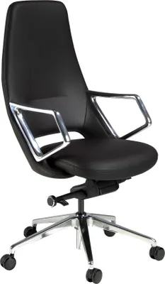 Image de Chaise de bureau pivotante en similicuir noir 4218
