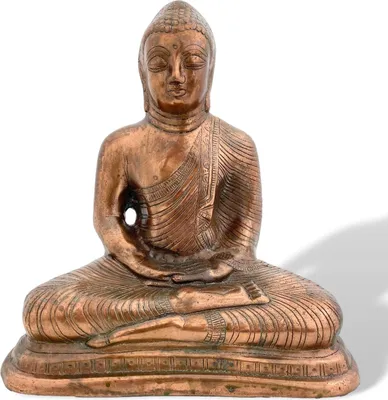 Produktbild von Buddha Statue 35cm Aluminium Kupfer Finish Sitzender Budda Skulptur Antik-Stil