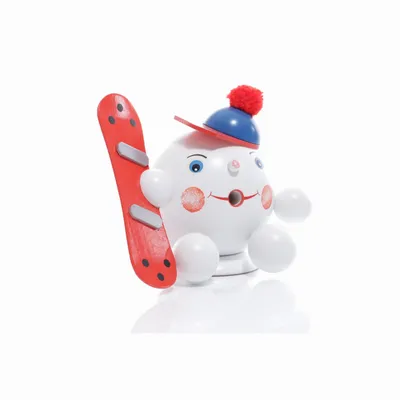 Produktbild von Räucherfigur Räucherschneeball mit Snowboard rot BxHxT ca 14,5 x 13 x 10cm NEU