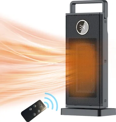 Produktbild von Raumheizung, 2000 W, PTC-Keramik, 12 Stunden, Timer-Modi, schnelles Aufheizen, Fernbedienung, tragbarer Heizluefter mit 60-Grad-Schwingung, 30-Grad-Umkipp- und ueberhitzungsschutz, 3 Gaenge einstellbar, fuer Schlafzimmer, Buero, Innenbereich