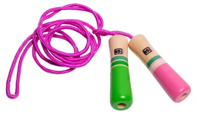 Image de Corde à sauter rose - avec poignées en bois
