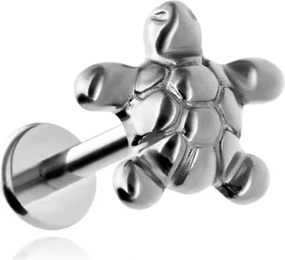 Immagine prodotto di Orecchino Labret in titanio - Tartaruga - Argento 1,2/6