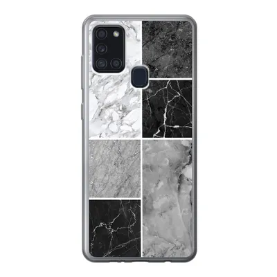 Produktbild von MuchoWow® Handyhülle Schutzhülle Hülle für Samsung Galaxy A21s Marmor - Schwarz - Weiß Silikon Softcase Handy Hülle - Hartschale