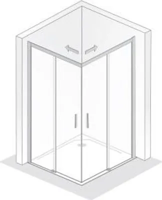 Produktbild von HSK 129024-41-100 Favorit Schiebetür Eckeinstieg 4-teilig Bodenfrei Ecklösung 900x1200x2000mm Chromoptik Mattierung Mittig