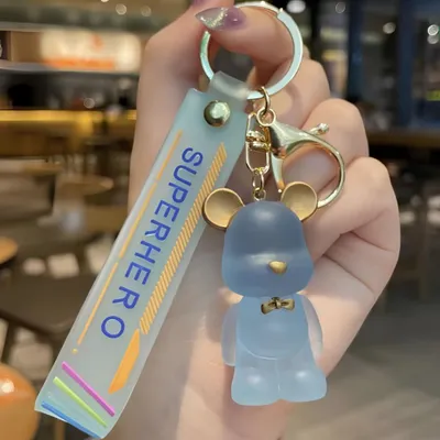 Produktbild von Stylischer Schlüsselanhänger TB-41000 in Blau mit Bärenanhänger KP41000