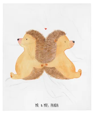 Produktbild von Mr. & Mrs. Panda Kuscheldecke Igel händchenhaltend - Weiß - Geschenk, Hand in Hand, Hochzeit, Plaid, Freundin, Winterdecke, Love, Tagesdecke, Bettdecke, Verknallt, Decke