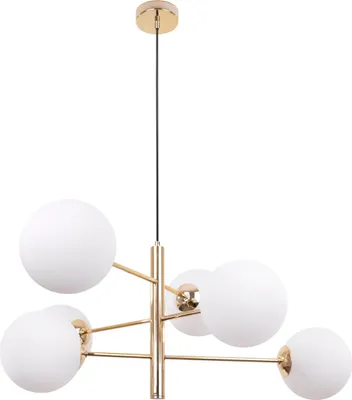 Obrázek produktu pro Závěsné svítidlo Gold Glamour Loft se skleněnými koulemi – elegantní závěsné svítidlo, lustr, stropní svítidlo do ložnice a pokojů