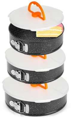 Immagine prodotto di Vilde | Stampi a cerniera 3 pz. con coperchio - Ø 24/26/28 cm - Acciaio al carbonio - Antiaderente