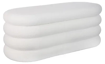 Produktbild von Relaxdays Sitzbank, Stauraum, Teddystoff, gepolstert, Flur, Schlafzimmer, HxBxT: 42 x 110 x 45 cm, Truhenbank, weiß