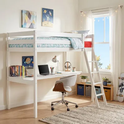 Produktbild von HOCHBETT ASPEN / 90x190 cm mit schreibtisch - Weiß