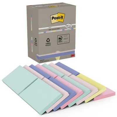 Produktbild von Post-it® Recycling Notes Mehrfarbig Haftnotizen 76x127mm 16 Blöcke 100 Blatt