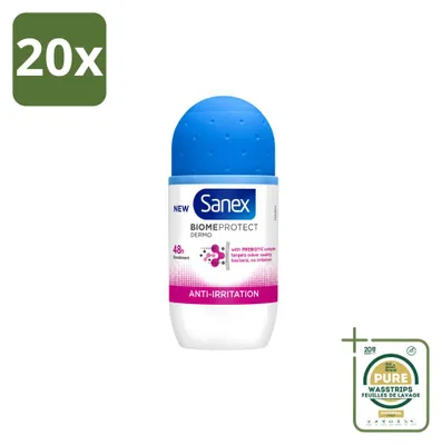 Obrázek produktu pro 20 kusů antiperspirantu Sanex BiomeProtect Dermo Anti-Irritation, roll-on, 50 ml - balení