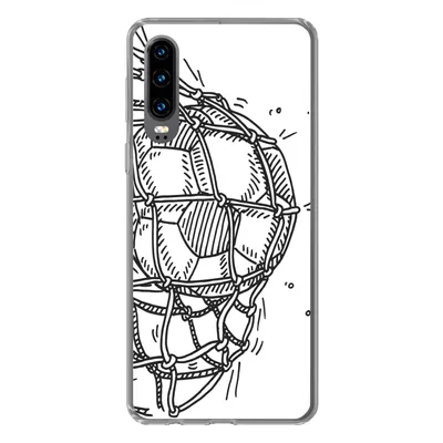 Produktbild von MuchoWow® Handyhülle Schutzhülle Hülle für Huawei P30 Eine Illustration eines Fußballschusses ins Tor - Jungen - Mädchen - Kinder Silikon Softcase Handy Hülle - Kartenbesitzer