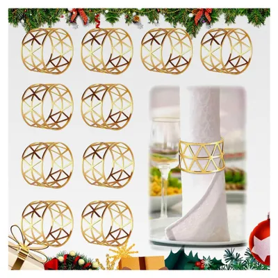 Produktbild von Serviettenringe Gold, 10 Stück Metall Hollow Out Set für Hochzeit, Party, Weihnachten