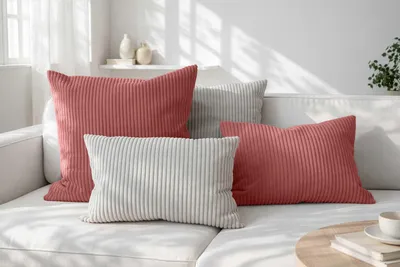 Produktbild von Amilian Dekokissen 4er Set mit Füllung, Cord-Optik, 40x40 & 35x45 cm - Herzschimmer/Nachtnebel