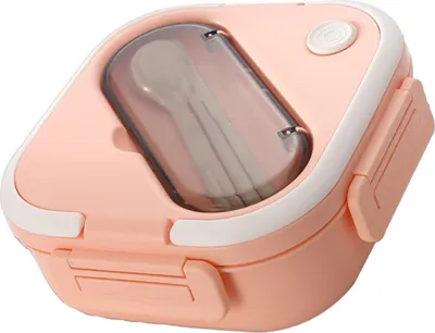 Productafbeelding van Lunchbox van kunststof met compartimenten, geïsoleerd, lekvrij, geschikt voor school en werk, magnetronbestendig, roze