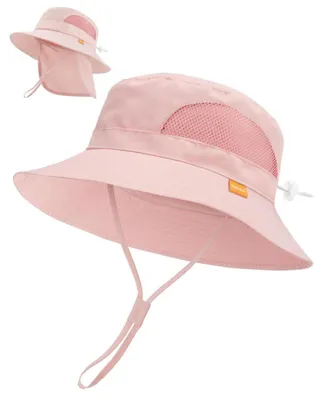 Produktbild von Sonnenhut Baby Kleinkind Nackenschutz breiter Rand UPF 50 Rosa 0-6 Monate