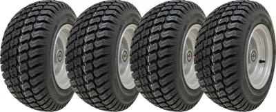 Produktbild von Parnells Rasenreifen 16x6.50-8, 4 Stück, mit kugelgelagerten Stahlfelgen, Gras-/Rasenprofil, für Rasenmäher, Quad, ATV, 620lbs @ 28 PSI, E-geprüft