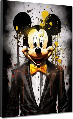 Produktbild von Pop Art Maus im Anzug Comic Leinwandbild Wandbild Kunstdruck XL Wanddeko: 105x140x4cm