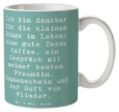 Produktbild von Mr. & Mrs. Panda Tasse mit Motiv Spruch Dankbarkeit für kleine Dinge - Meeresbrise - Geschenk, haferl, Gefühle, Kaffeetasse, Freuden, Zitat, Lebensfreude, Stimmung