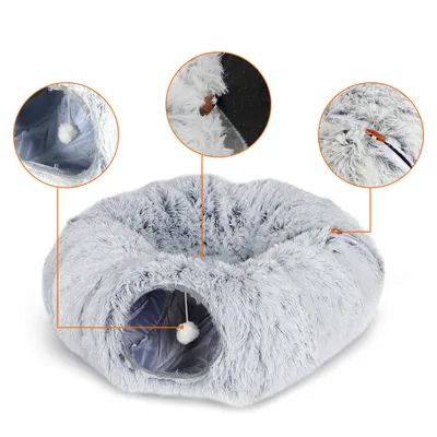 Kerbl Pet Katzentunnel Triangle - Spieltunnel Mit 4 Eingängen In Türkis/Rosa/Grau