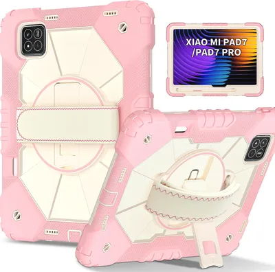 Obrázek produktu pro Pouzdro pro Xiaomi Pad 7 / Pad 7 Pro, pouzdro na tablet s 360° otočným popruhem na ruku a stojánkem Růžový