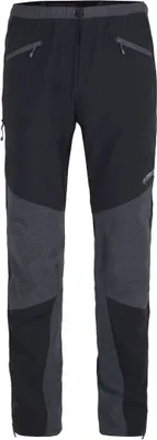Schwarze Kletterhose ASCENT LIGHT von DirectAlpine mit grauen Einsätzen und zwei Reißverschlusstaschen.