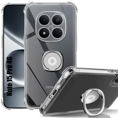 Image de Coque Silicone pour Xiaomi Redmi Note 15 Pro 4G, Antichoc avec Anneau Argenté Réglable
