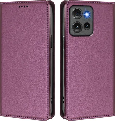 Produktbild von Handyhülle für Motorola Edge 50, Kunstleder Klapphülle Stoßfeste Magnetische Hülle mit Ständer Lila