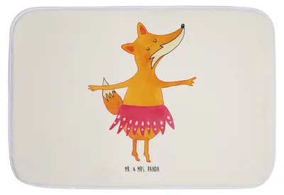 Produktbild von Mr. & Mrs. Panda Badezimmerteppich Fuchs Ballerina - Weiß - Geschenk, Duschvorleger, Badematte, Geburtstag, Badvorleger, duschmatte, Ballett, Badteppich, Party