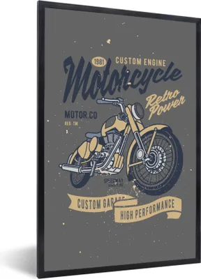 Produktbild von MuchoWow® MuchoWow® Gerahmtes Poster Mancave - Motor - Retro - Illustration 20x30 cm - Poster mit zchwarzem Bilderrahmen - Drucken - Bilder Poster im Rahmen