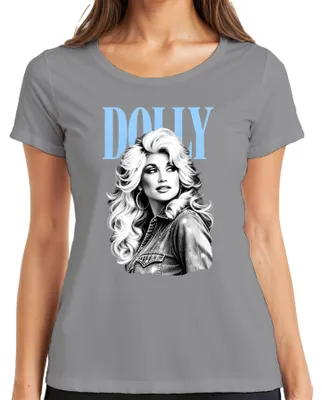 Productafbeelding van Dolly Parton, landelijke muzieklegende, vintage retro T-shirt voor dames, grijs, maat XXL