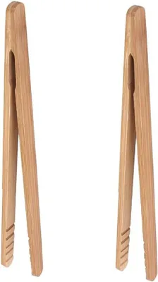 Obrázok produktu pre Drevené kliešte na toast, 7-palcové mini drevené kliešte s protisklzovým povrchom, ideálne na servírovanie jedla / pečiva / chleba a uhoriek / cukru / grilovaných jedál, malé multifunkčné kuchynské kliešte