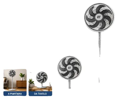 Imagen del producto de Ventilador de pie, con altura ajustable, 3 niveles de velocidad, color blanco