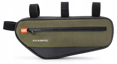Image de ROCKBROS 30120079001 : Sacoche de cadre de vélo, étanche, vert et noir