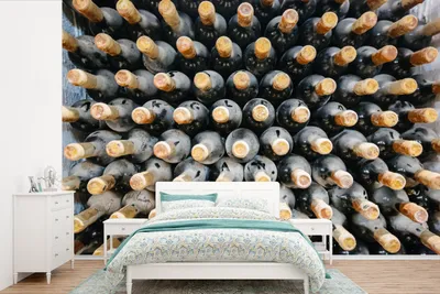 Produktbild von MuchoWow® Fototapete für Wohnzimmer oder Schlafzimmer Wandtapete Vinyl Motivtapete Alte Weinflaschen in einem Weinkeller - 390x260 cm - Papiertapete