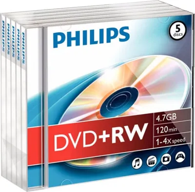 Produktbild von Philips DVD-Rohlinge, 120Min, 4.7GB, Speed 4x, Jewel Case (5 Disc)