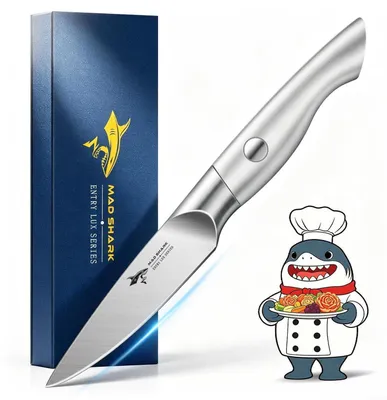 Obrázek produktu pro Nůžky do kuchyně 9 cm, nůž na zeleninu, nůž na ovoce, škrabka. Nerezová ocel. Ergonomická rukojeť