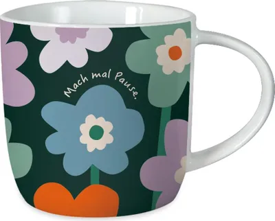 Kaffeetasse mit Spruch 300 ml, Porzellanbecher Mach mal Pause