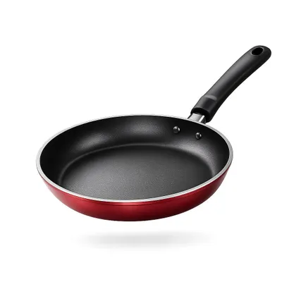 Image de Poêle à frire, 24 cm, en fonte, antiadhésive, compatible induction, pour gaz, pour cuisine, diamètre 24 cm, facile à nettoyer, rouge, poêle universelle YaLiva_Decor®