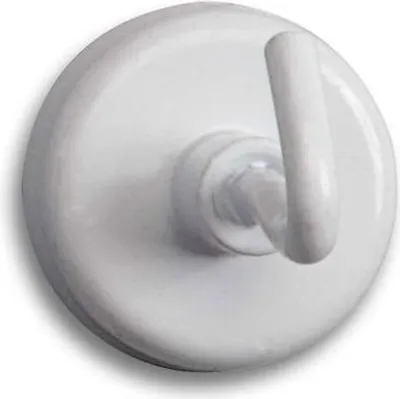 Produktbild von MAUL Magnet rund 5 Stück 3 kg Stahl Metall Ferrit mit haken 3.6 x 2.5 x 2.5 cm weiß