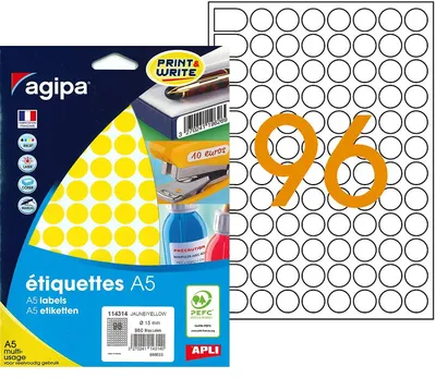 Zdjęcie produktu dla marker punktowy agipa, średnica: 15 mm, okrągły, żółty
