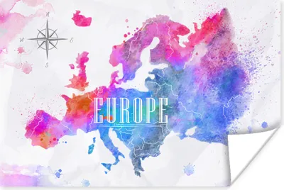 Produktbild von MuchoWow® Poster Farben - Wasserfarben - Europa 120x80 cm - Bilder