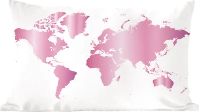 Produktbild von MuchoWow® Zierkissen Sofakissen Wohnzimmer Dekokissen 50x30 cm Weltkarte - Rosa - Kinder - Jungen - Mädchen - Wohnzimmerdekoration - Polster mit Photo